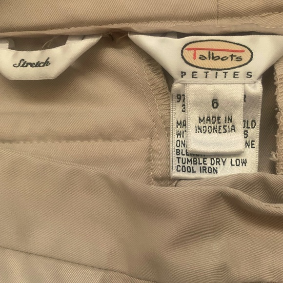 TALBOTS PETITES Khaki Stretch Pants - Size 6 - Picture 3 of 5